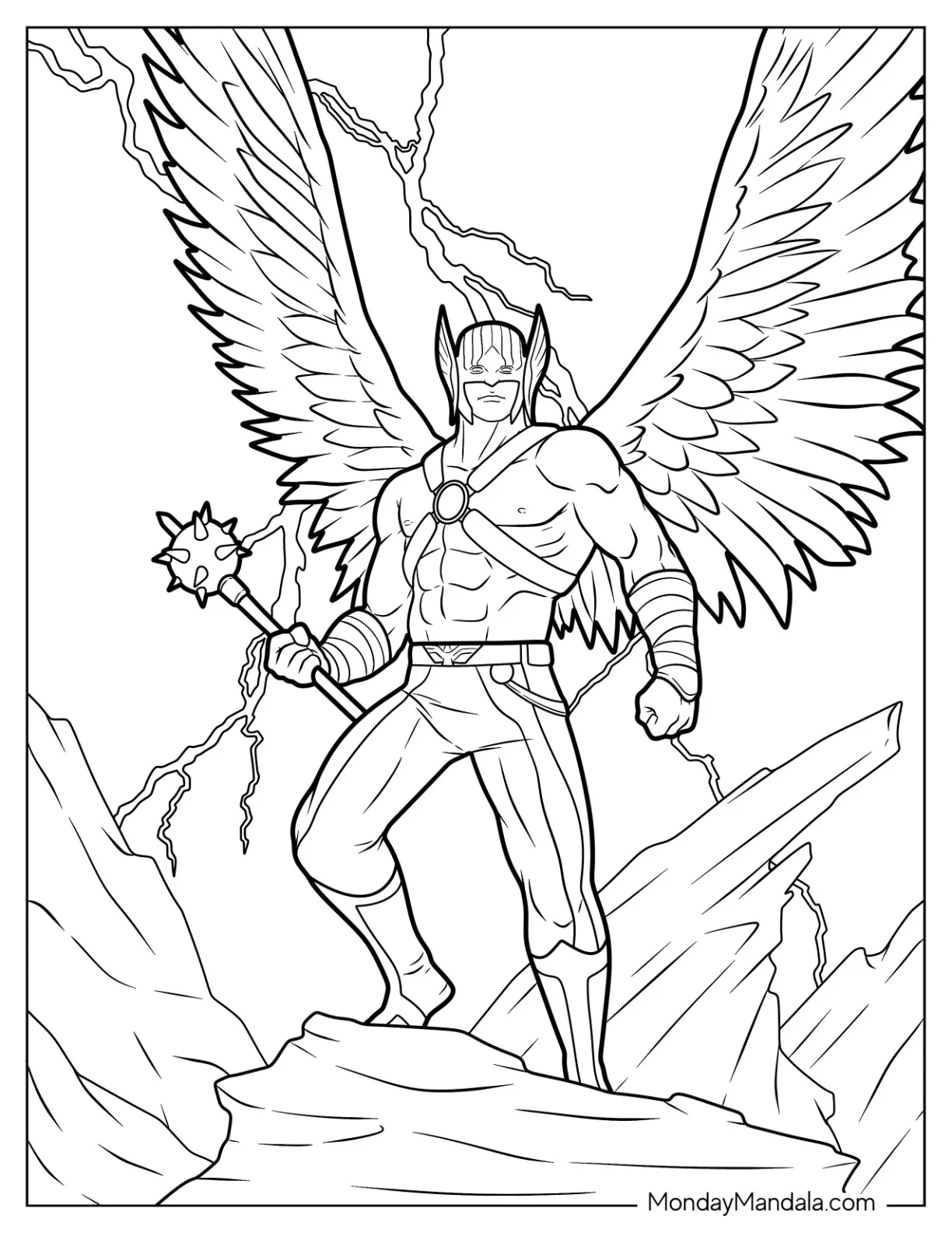 Justice League Coloring Page Of Hawkman In The Sky coloring page