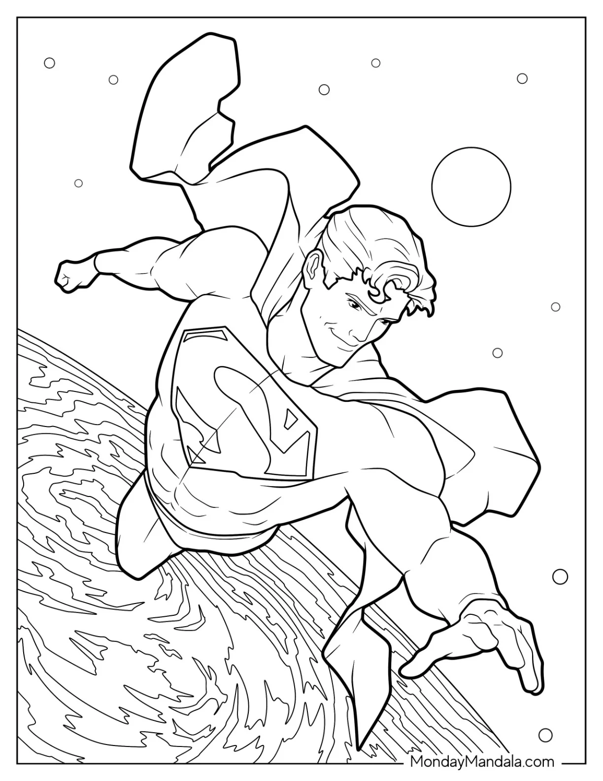 Justice League Coloring Page Of Superman In Space Coloring Sheet coloring page