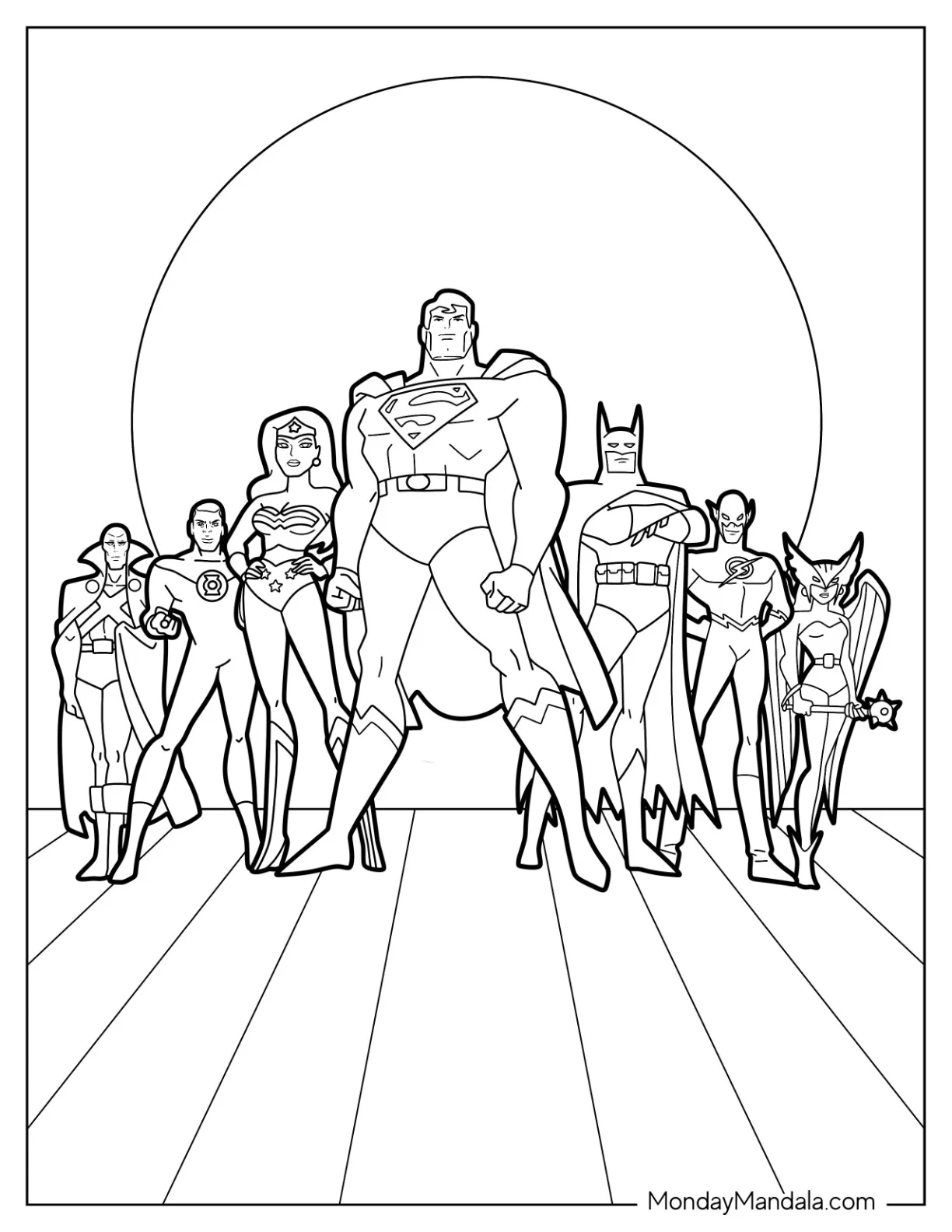 Simple Justice League Coloring Page Cartoon For Kids coloring page