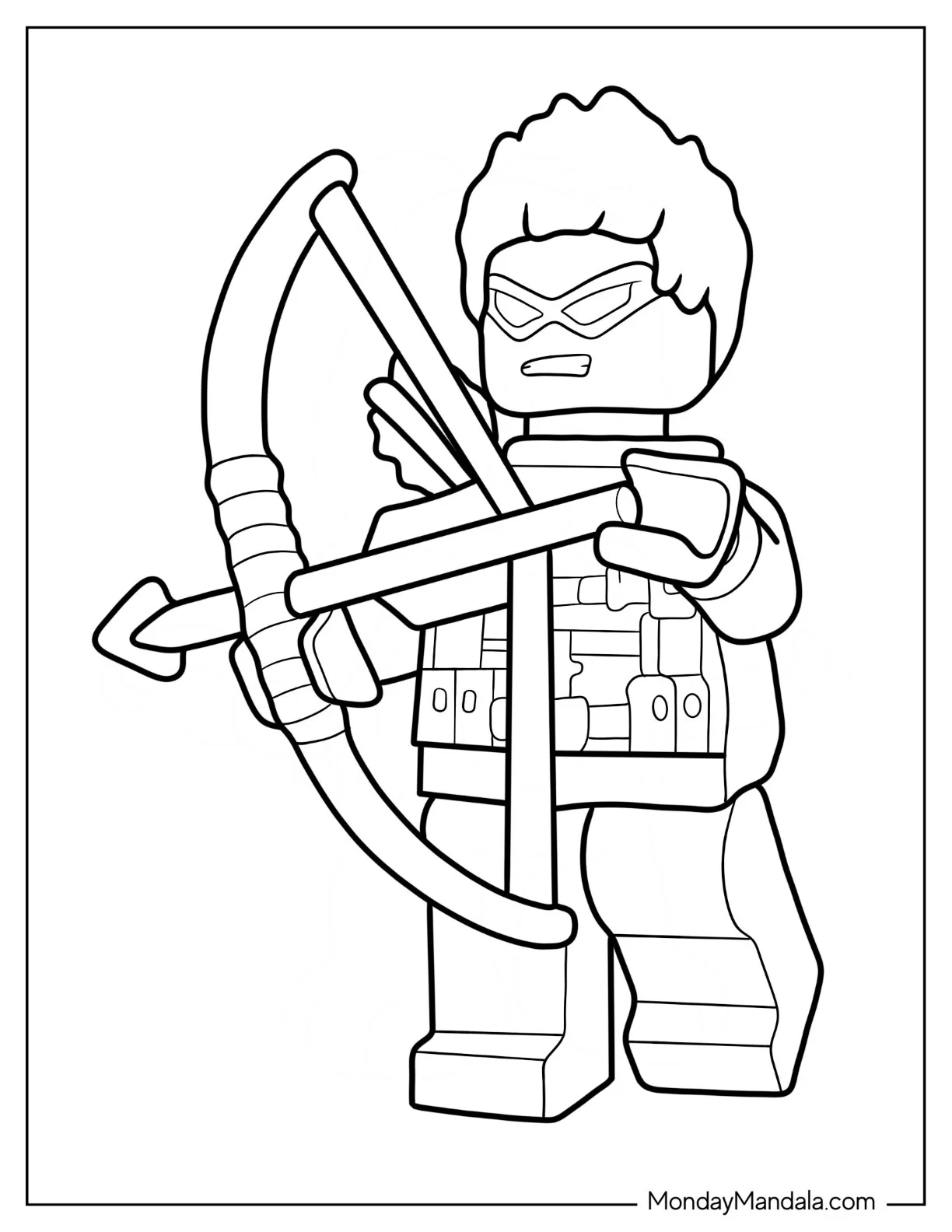 Easy Lego Avengers Coloring Page Of Hawkeye With Bow And Arrow coloring page