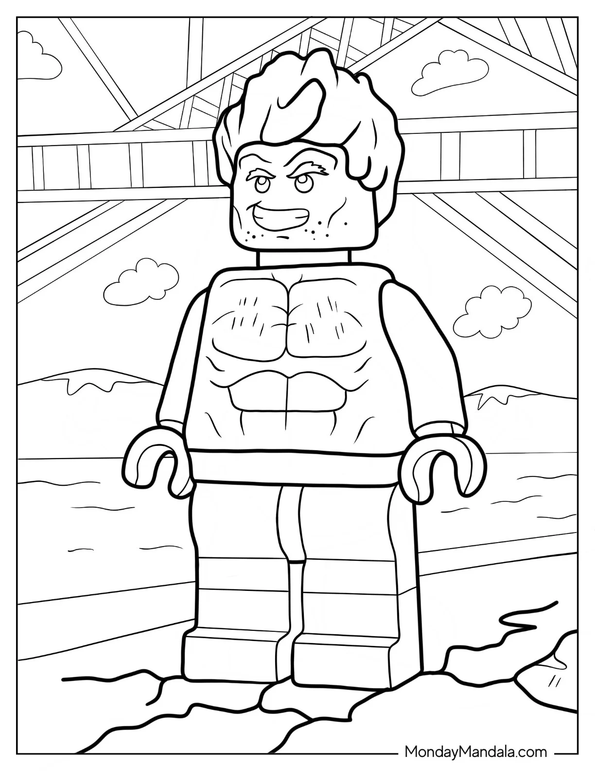 Lego Avengers Coloring Page Of Hulk Smirking coloring page
