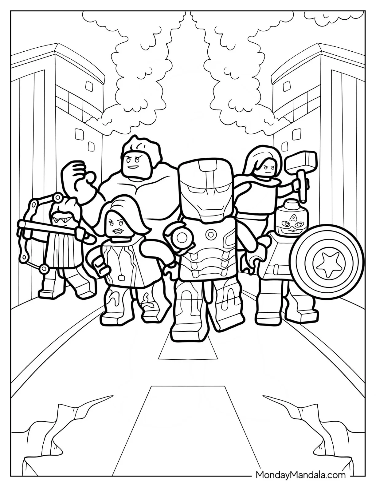 Lego Avengers Coloring Page Of Original Heroes coloring page — printable line art