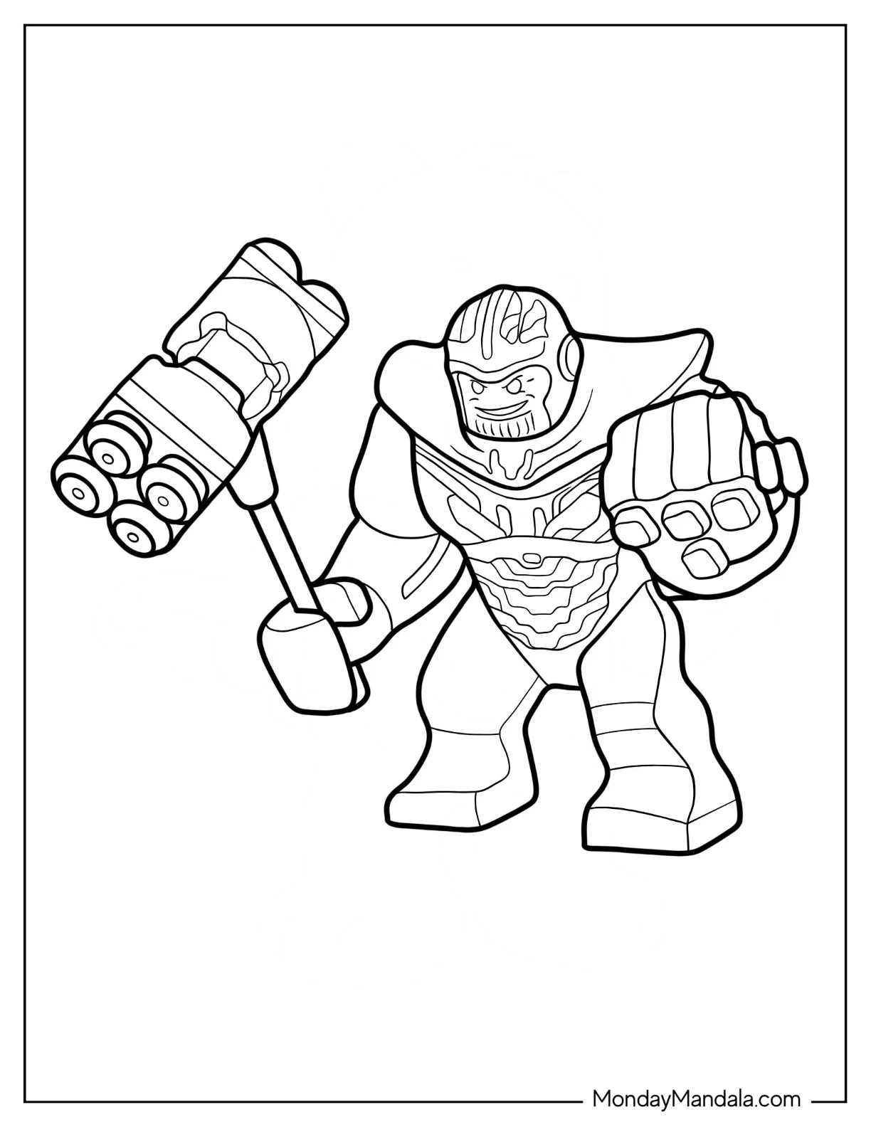 Lego Avengers Coloring Page Of Thanos With Hammer And Infinity Gauntlet coloring page