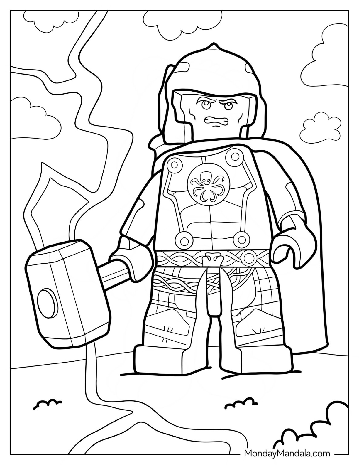 Lego Avengers Coloring Page Of Thor With Hammer coloring page