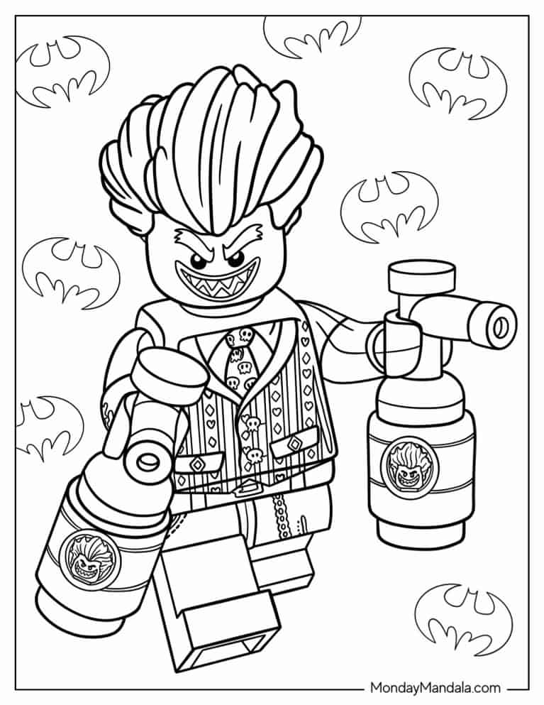 Coloring Page Of Lego Joker Causing Trouble coloring page