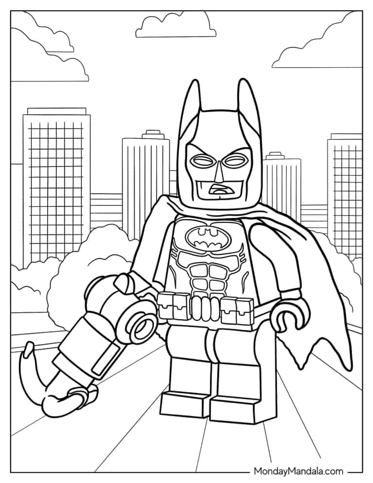 Detailed Lego Batman In City To Color coloring page