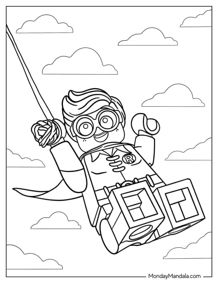 Happy Lego Robin Coloring Page coloring page