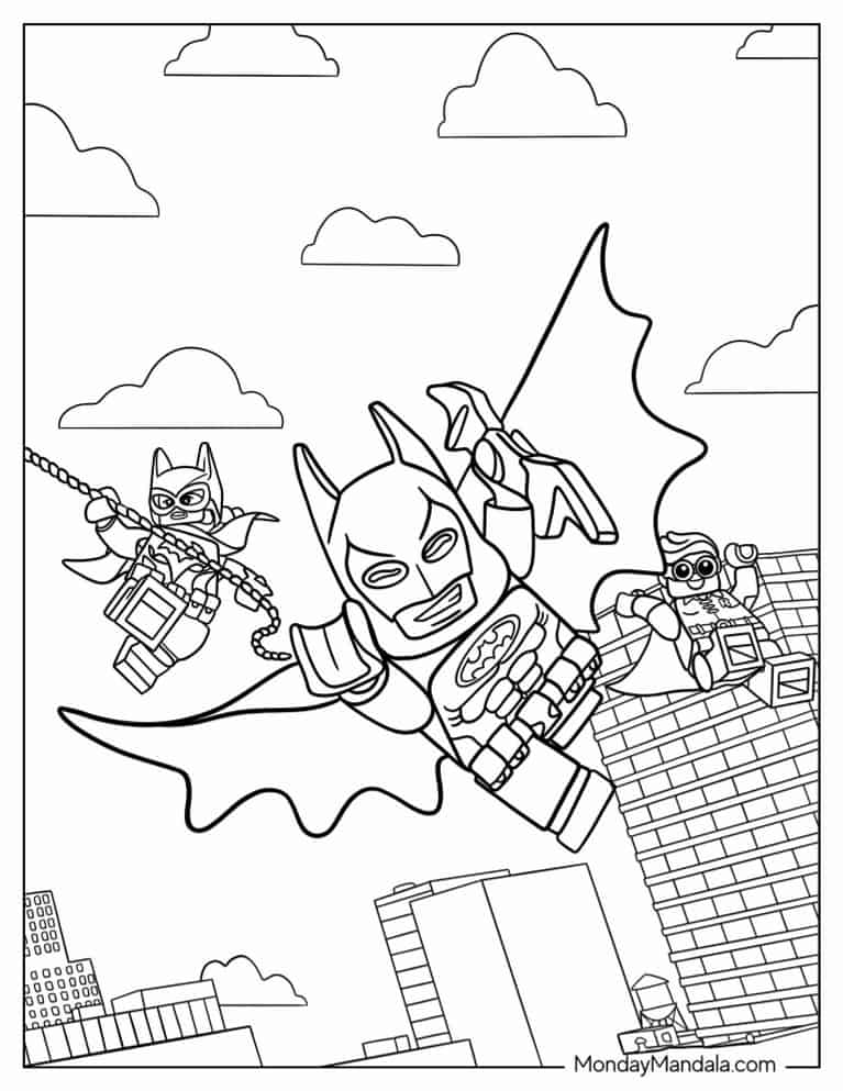 Lego Batman, Catwoman, And Robin Coloring Page coloring page