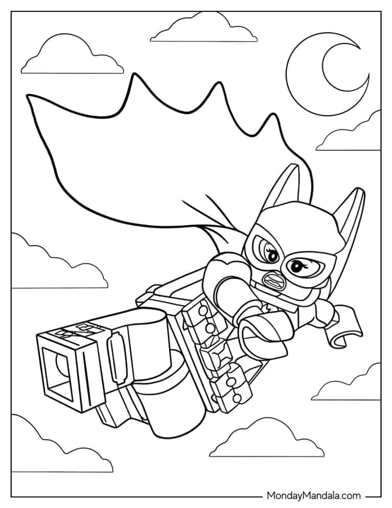 Lego Catwoman Fighting Crime To Color coloring page