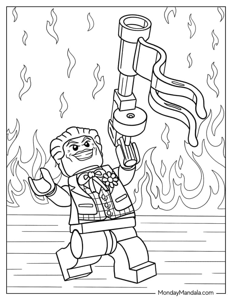 Lego Joker With Flames To Color coloring page