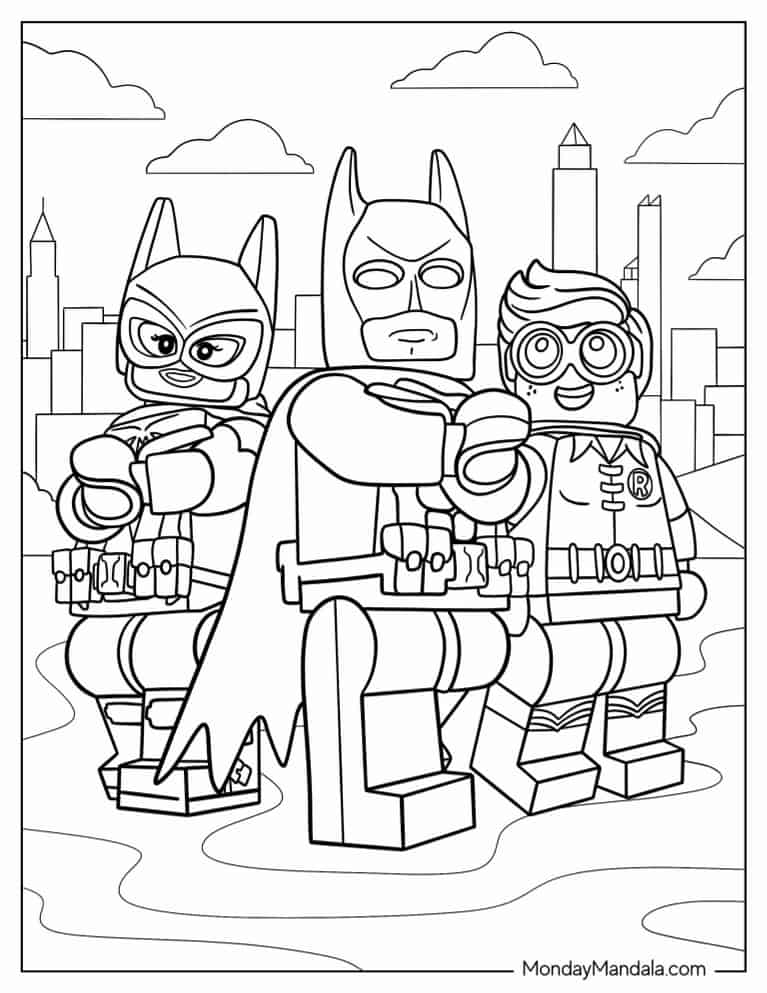 Lego Robin, Catwoman, And Robin To Color coloring page