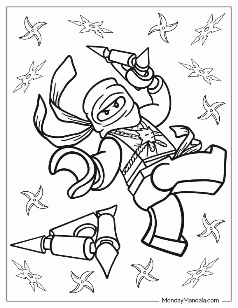 Coloring Sheet Of Nijago White Ninja Zane coloring page — printable line art