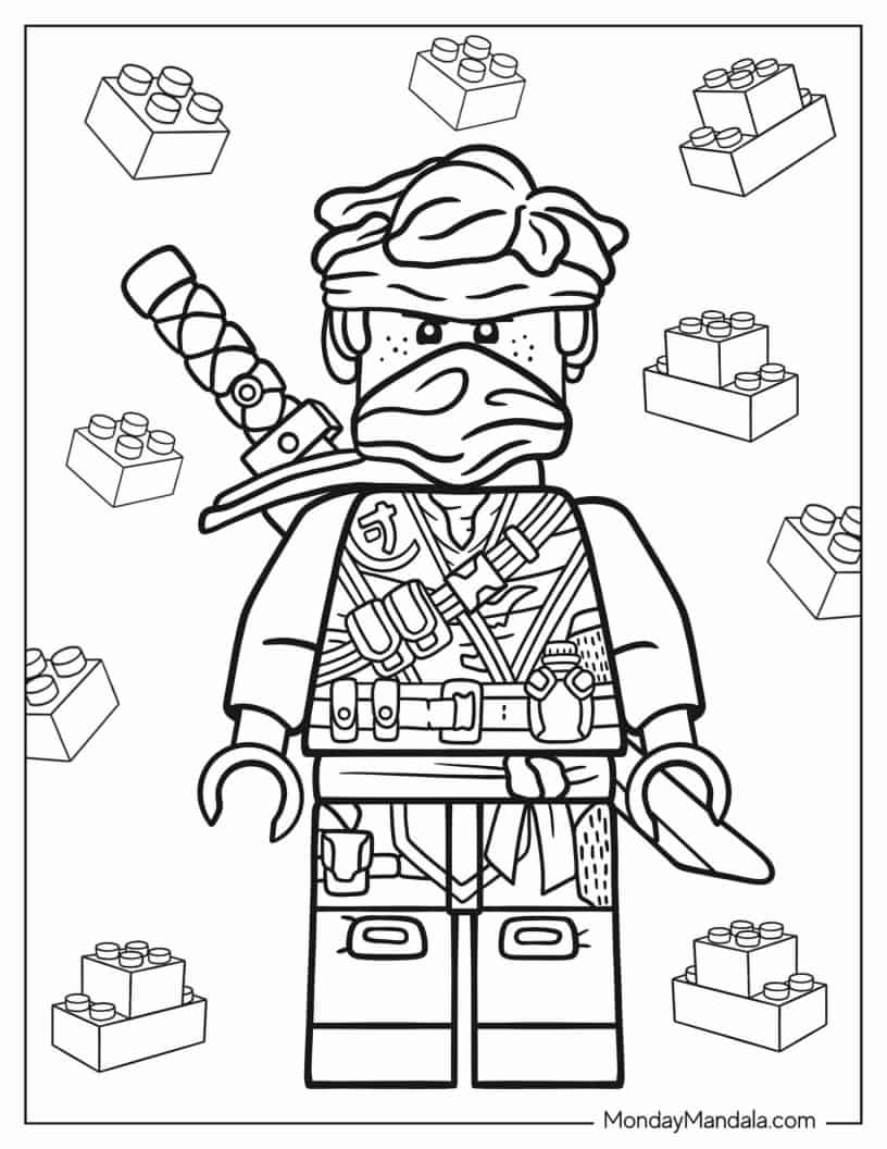 Cute Jay Lightning Ninja Coloring Sheet coloring page — printable line art