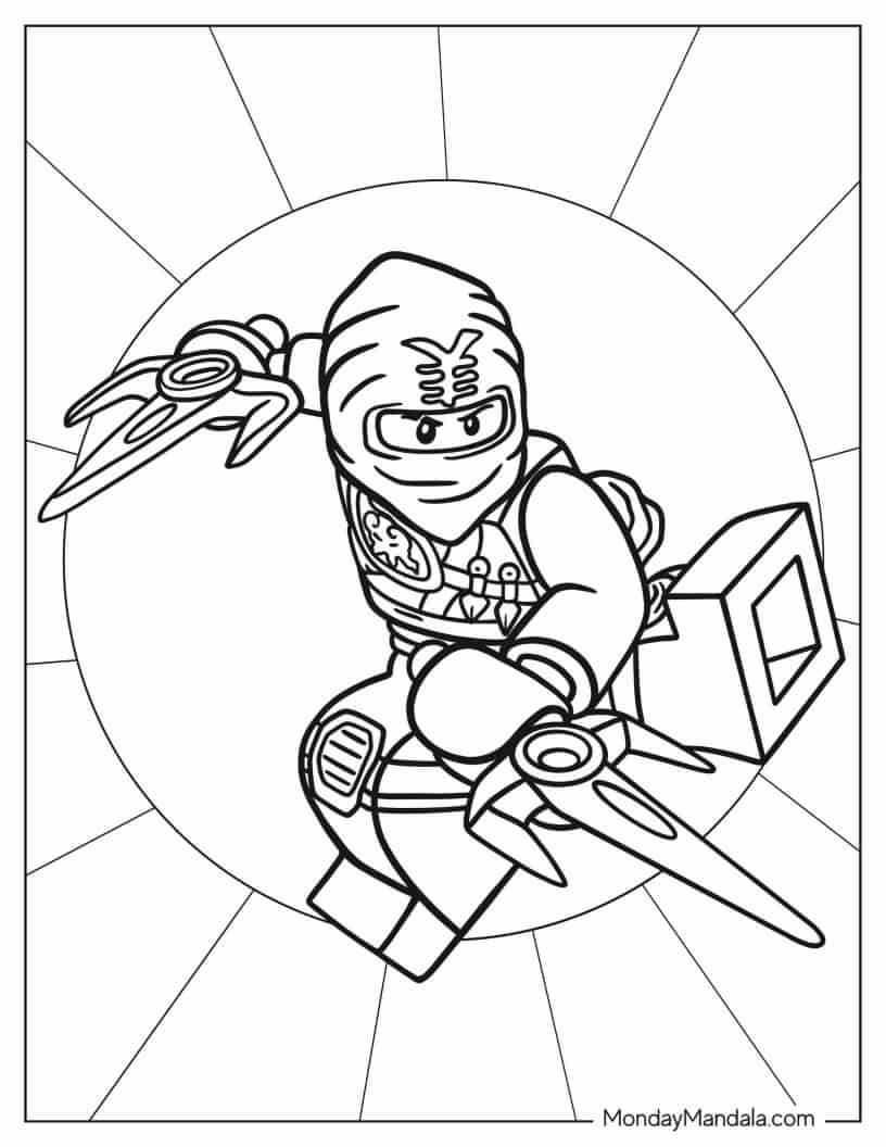 Detailed Jay Walker Flying Kick Coloring Page coloring page — printable line art