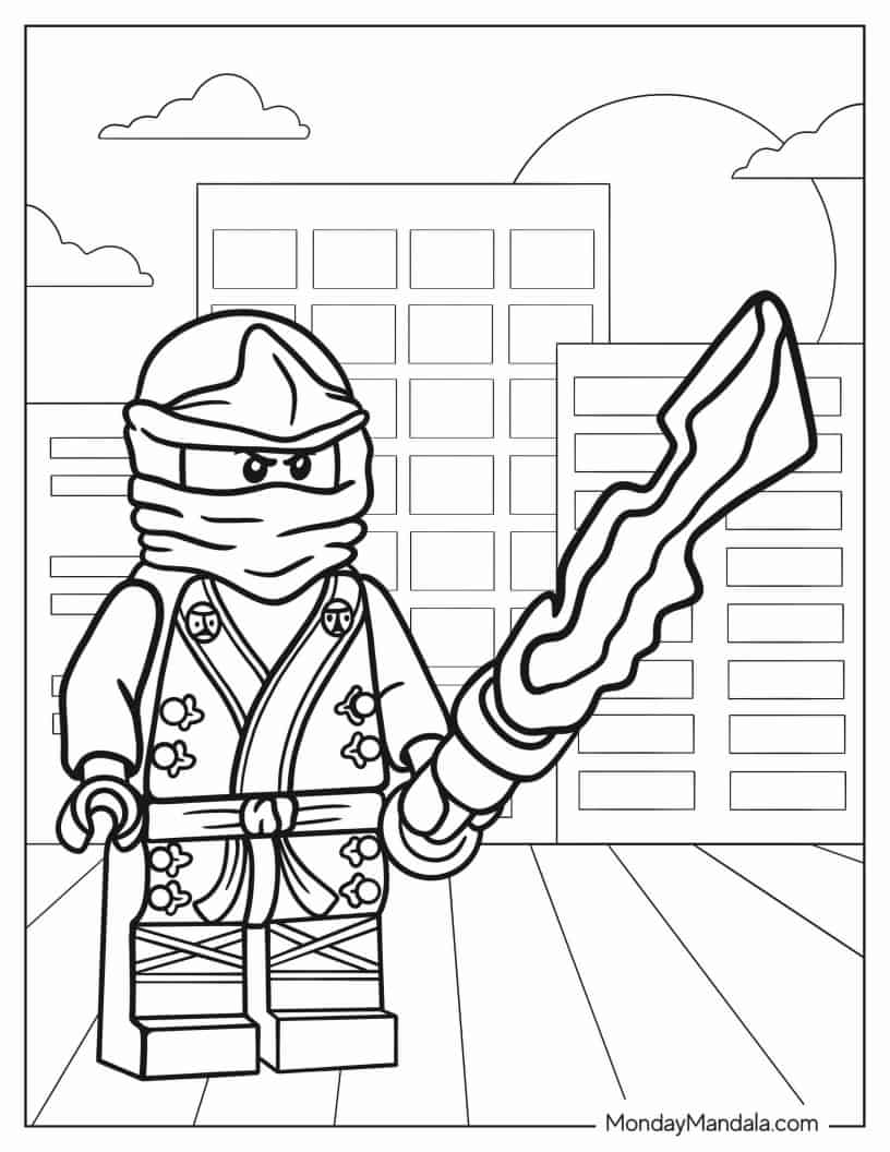Kai In Final Battle Suit With Sword coloring page