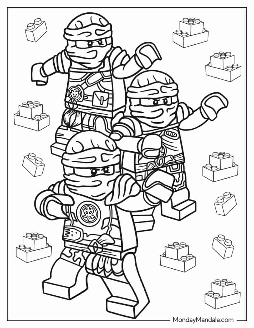 Lloyd, Jay, And Kai Fighting Evil Coloring Sheet coloring page