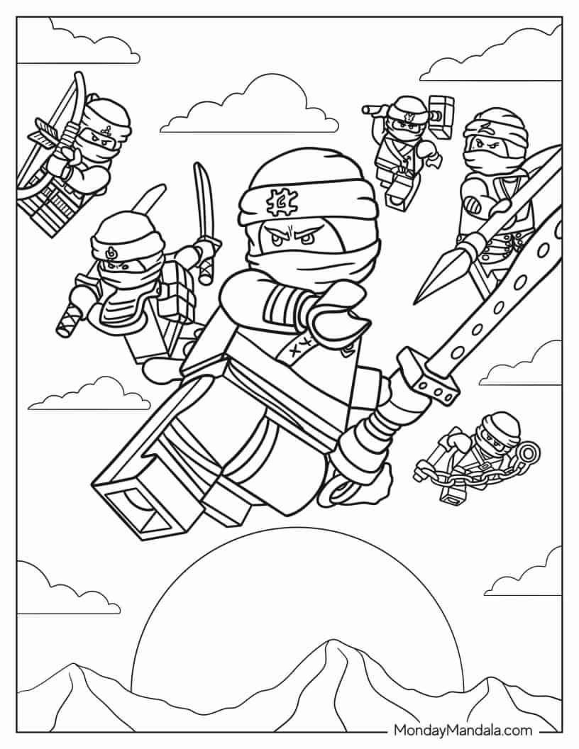 Ninjago In Fighting Mode Coloring Page coloring page
