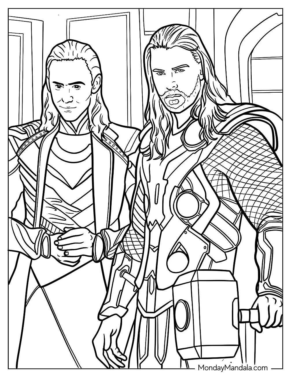 Realistic Loki With Thor Coloring Sheet coloring page