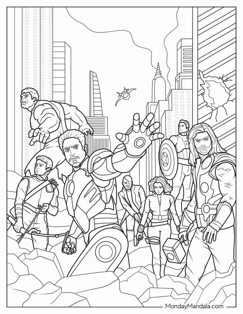 Avengers Assemble To Color coloring page