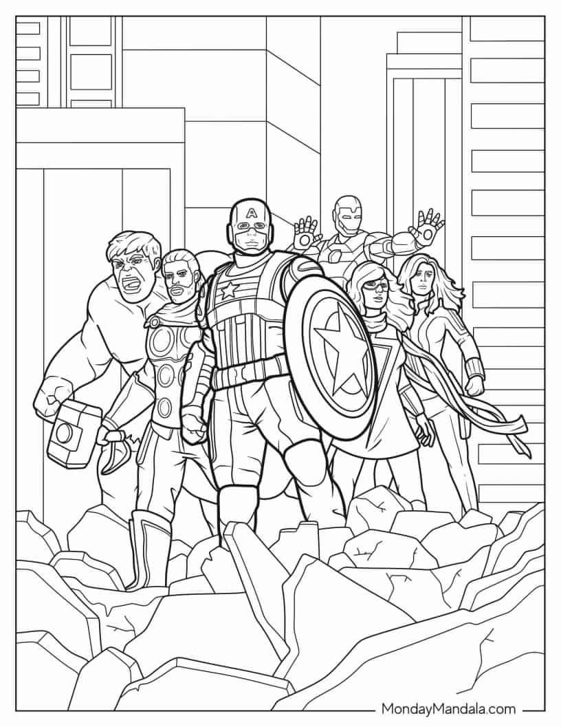 Avengers Assembled To Color coloring page