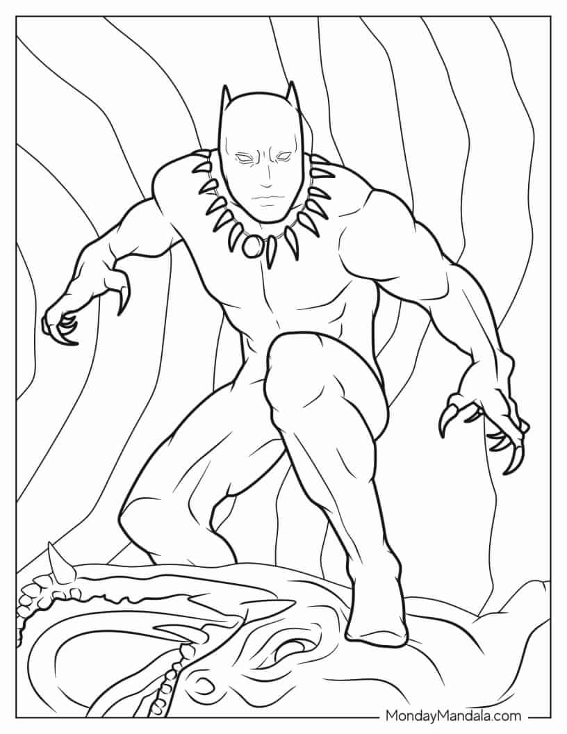 Black Panther Superhero To Color coloring page