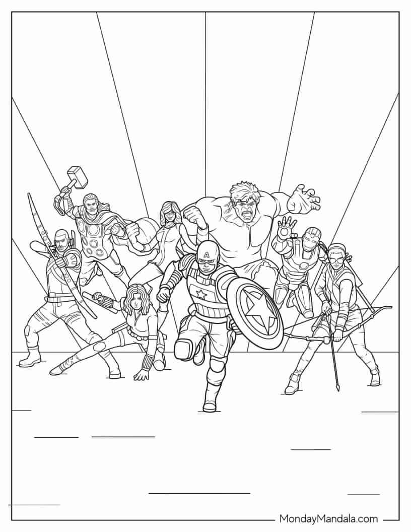 Coloring Sheet Of The Avengers Team coloring page