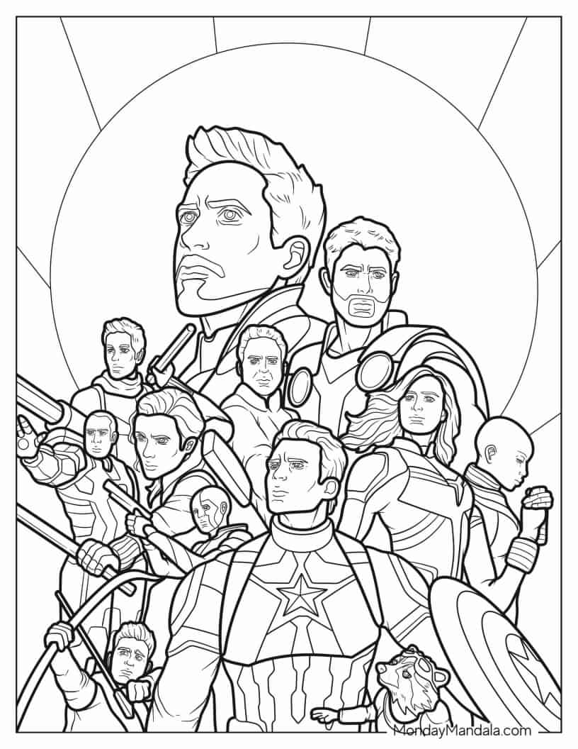 Detailed Coloring Page Of The Avengers coloring page