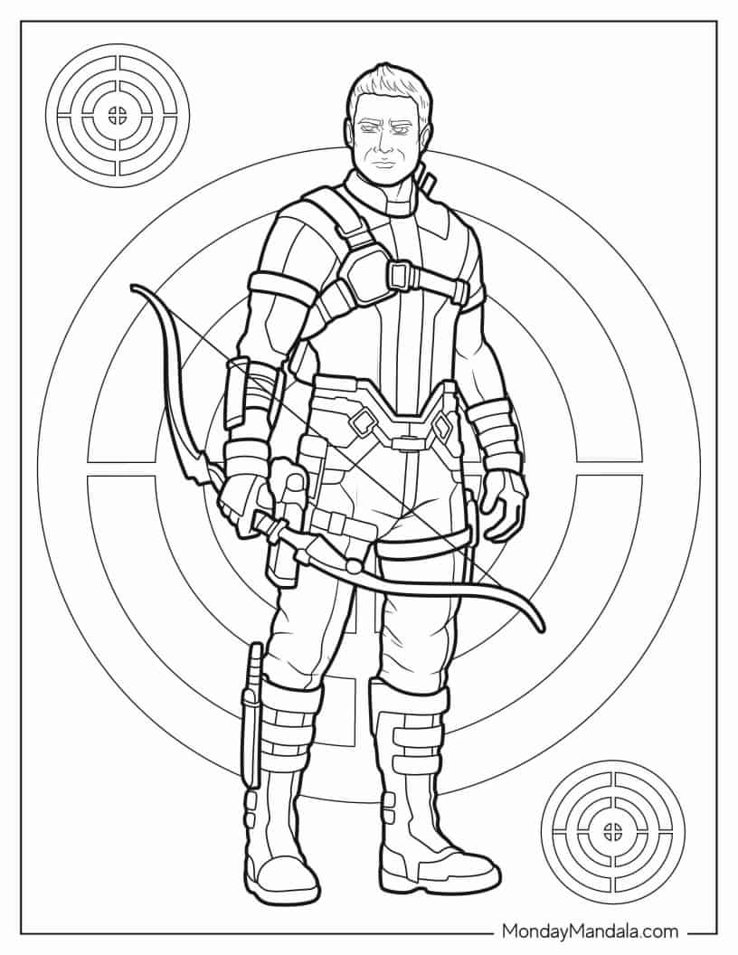 Hawkeye Superhero To Color coloring page