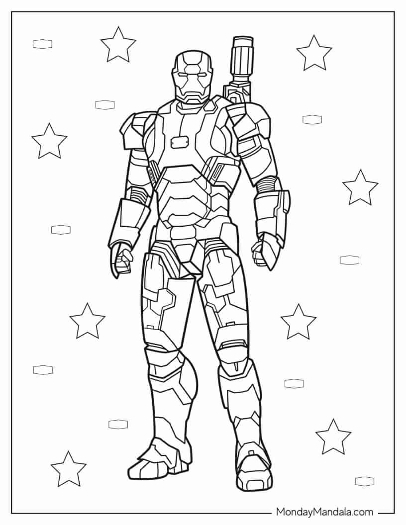 James Rhodes From Avengers To Color coloring page