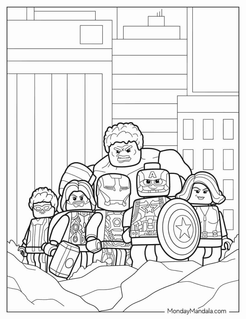 Lego Themed Avengers To Color coloring page