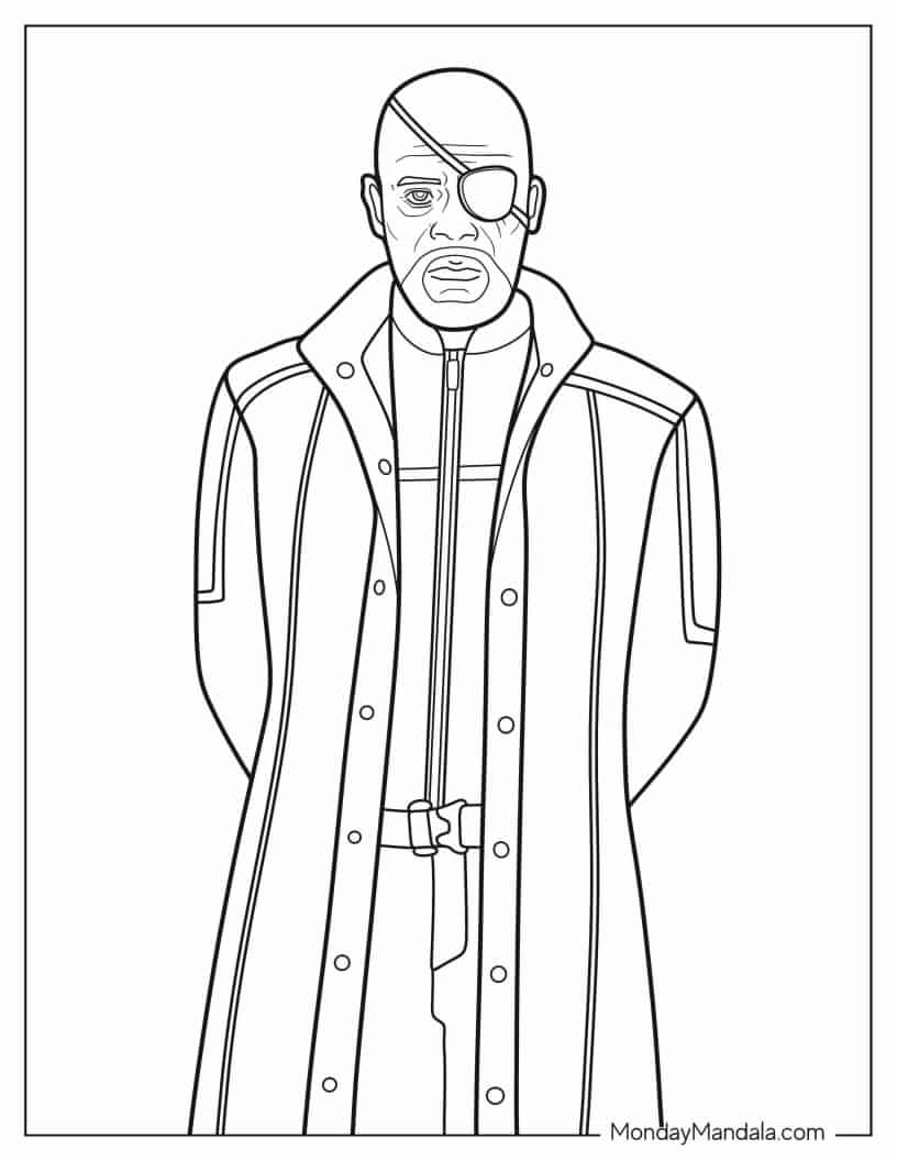 Nick Fury From Avengers To Color coloring page