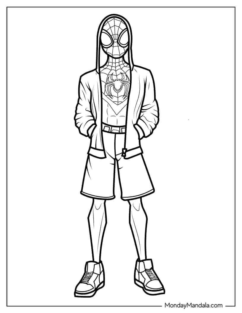 Coloring Page Of Miles Morales With Jacket coloring page