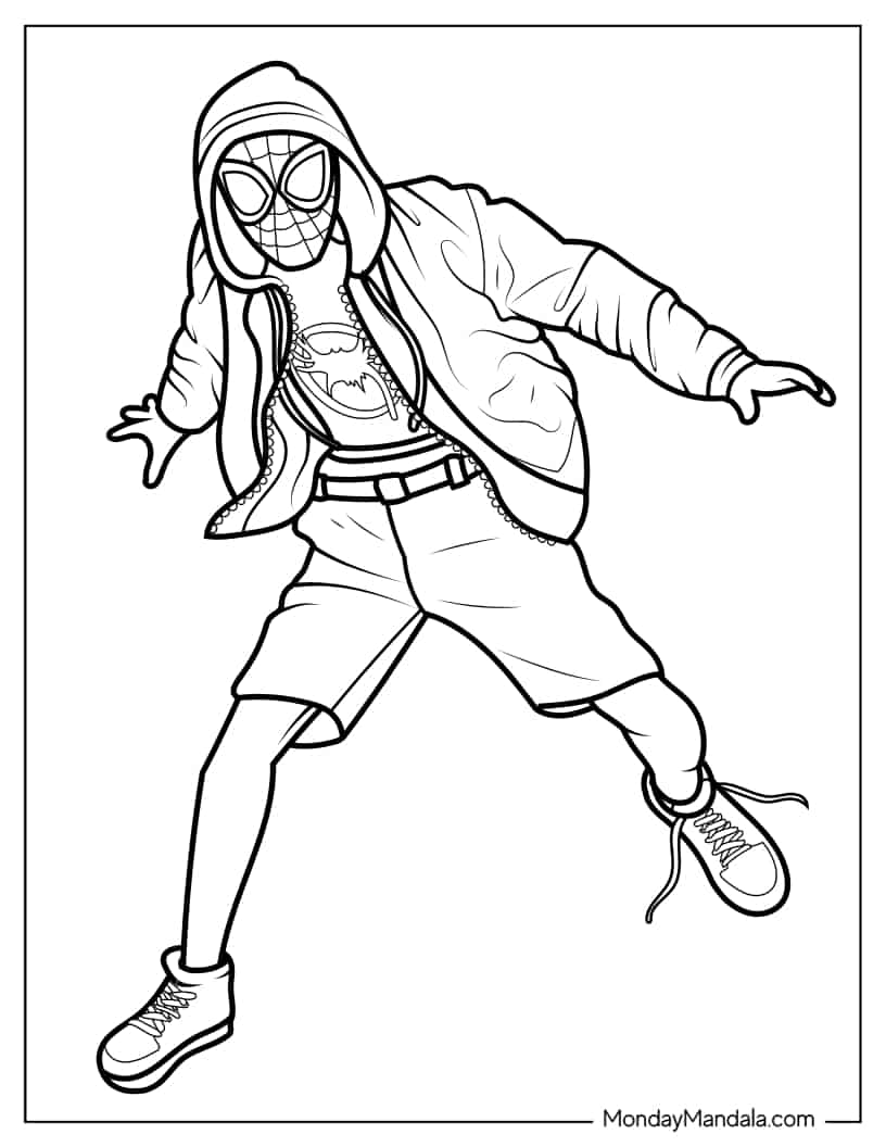 Easy Coloring Page Of Miles Morales Spider-Man coloring page