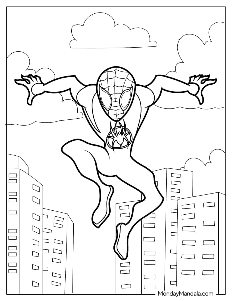 Simple Miles Morales Outline For Preschoolers coloring page