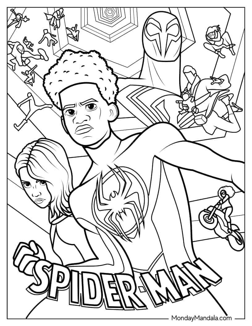 Spider-Man Across The Spider-Verse Coloring Page coloring page