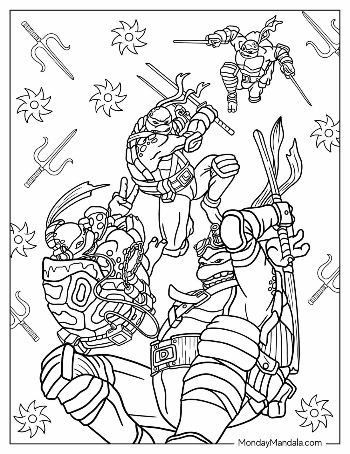 Ninja Turtles Coloring Page Descending From The Sky coloring page