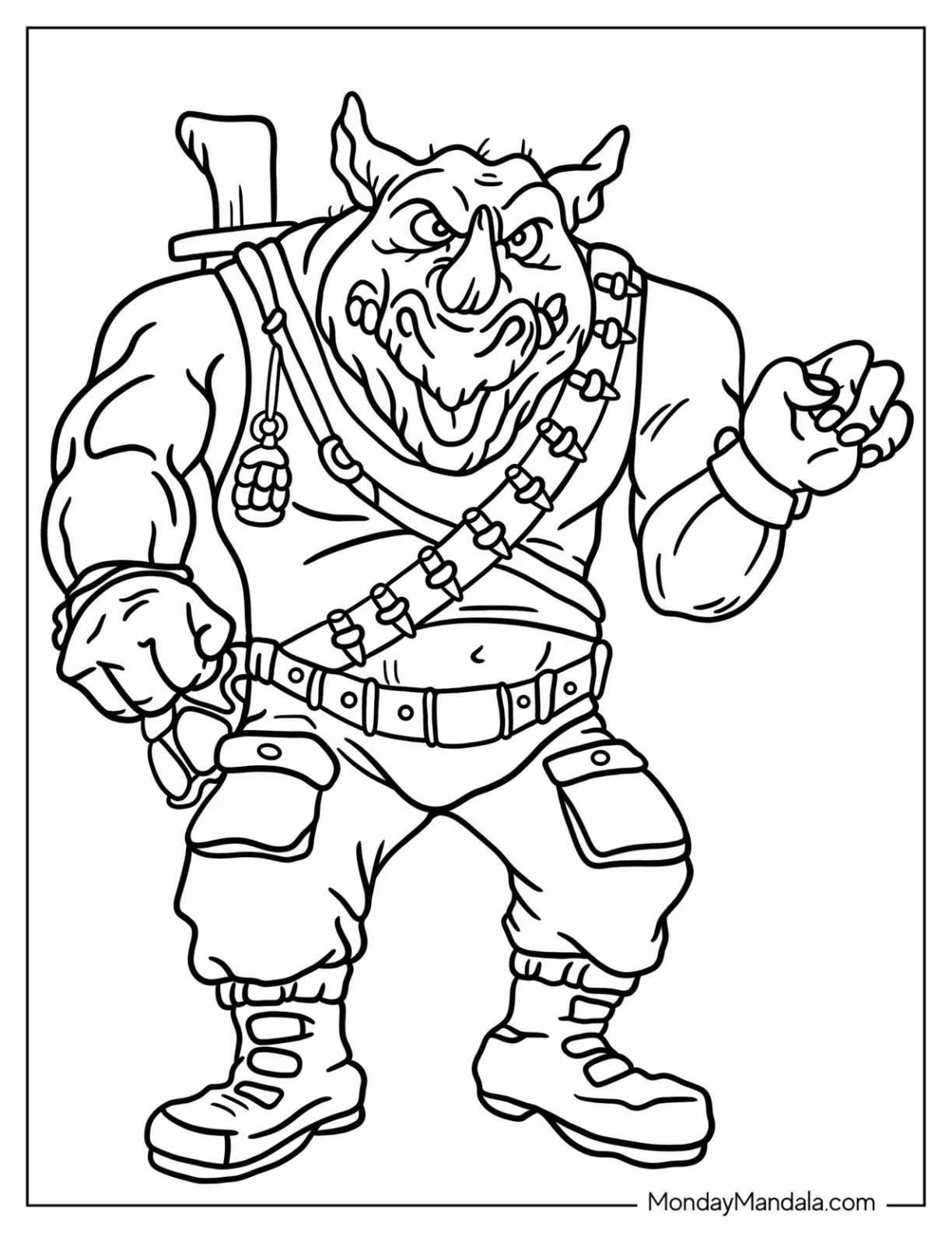 Ninja Turtles Coloring Page Of Detailed Rocksteady coloring page