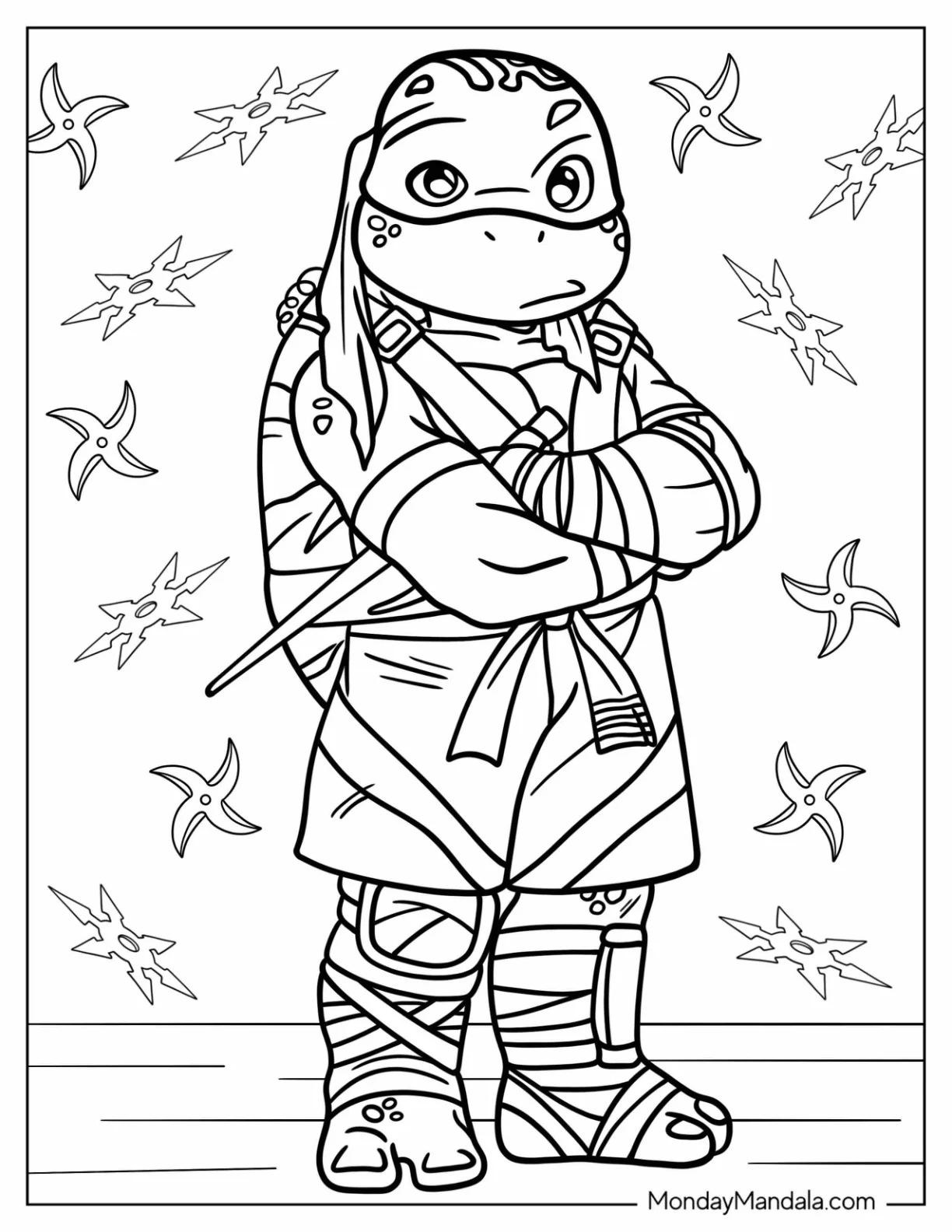 Ninja Turtles Coloring Page Of Young Raphael Pouting coloring page