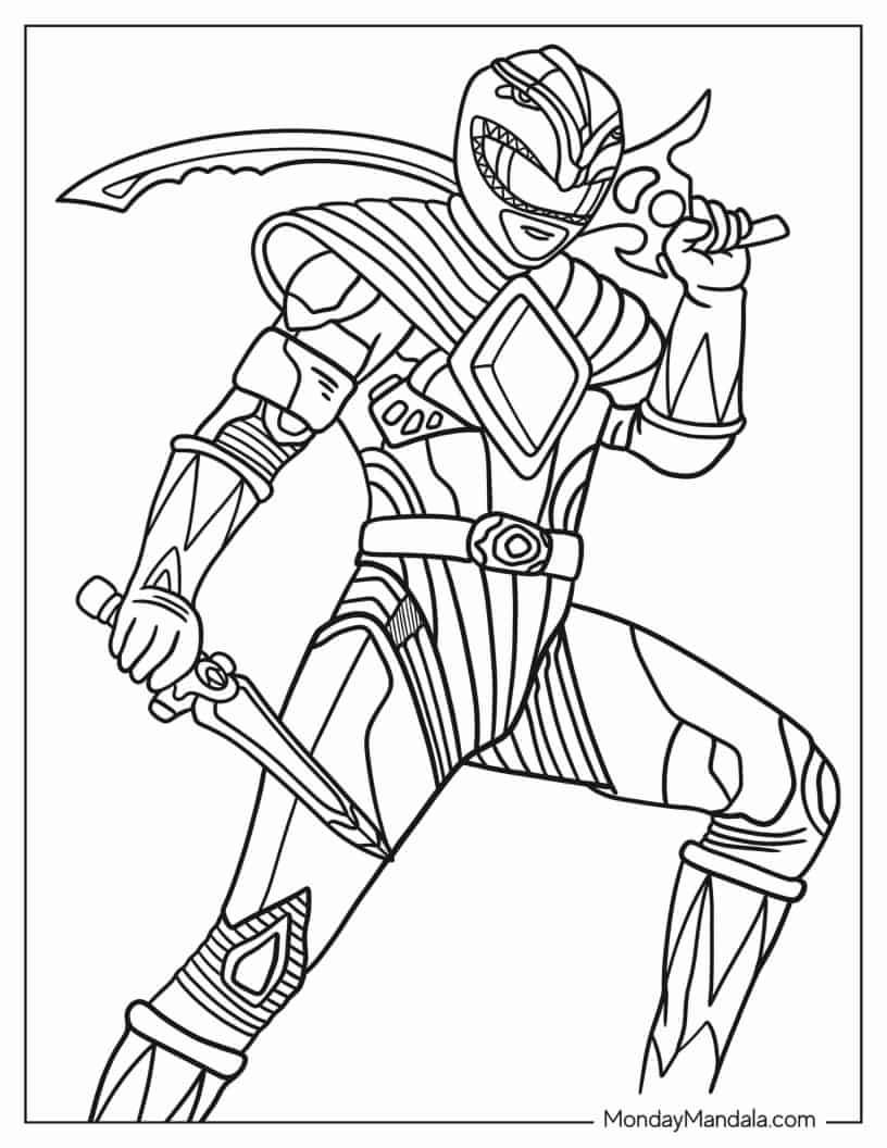 Coloring Page Of Tommy Oliver Green Power Ranger coloring page — printable line art