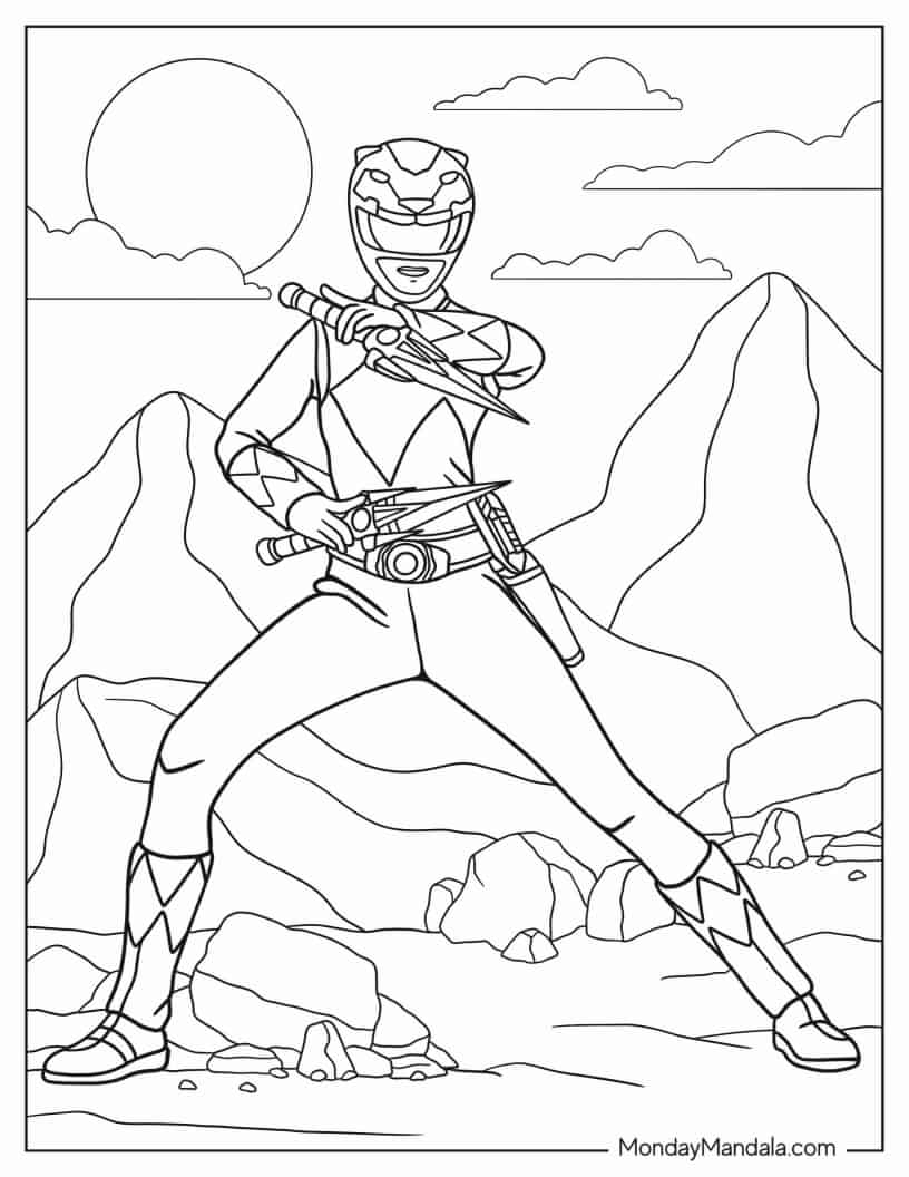 Power Ranger Fighting With Daggers Coloring In coloring page