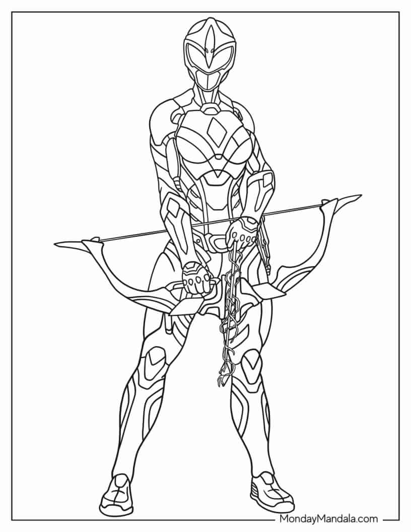 Power Ranger Holding Bow Coloring Sheet coloring page