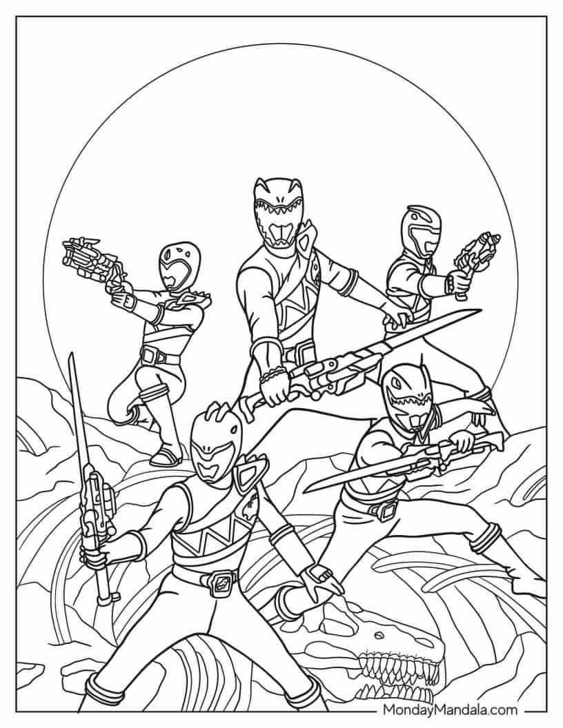 Power Rangers Dino Charge Coloring Sheet coloring page