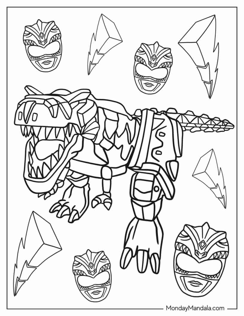 Zords in Power Rangers Dino Thunder coloring page