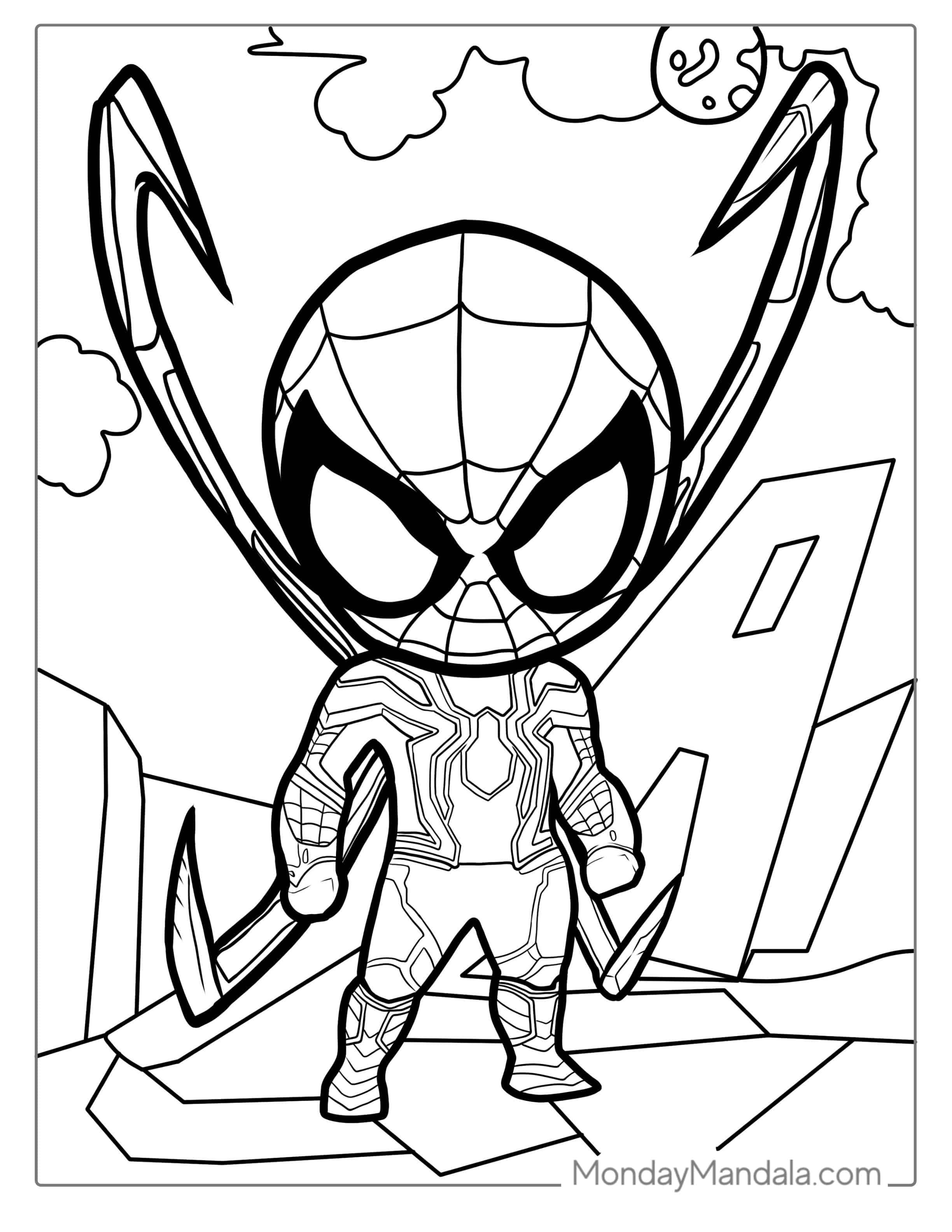 Baby Spider-Man With Iron Spider Armor coloring page