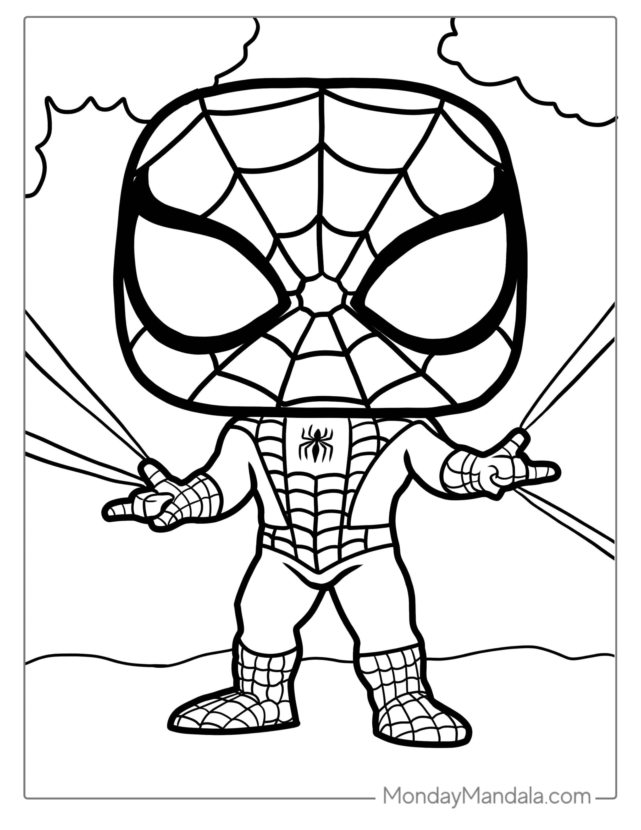 Cute Funko Pop Spider-Man For Kids coloring page