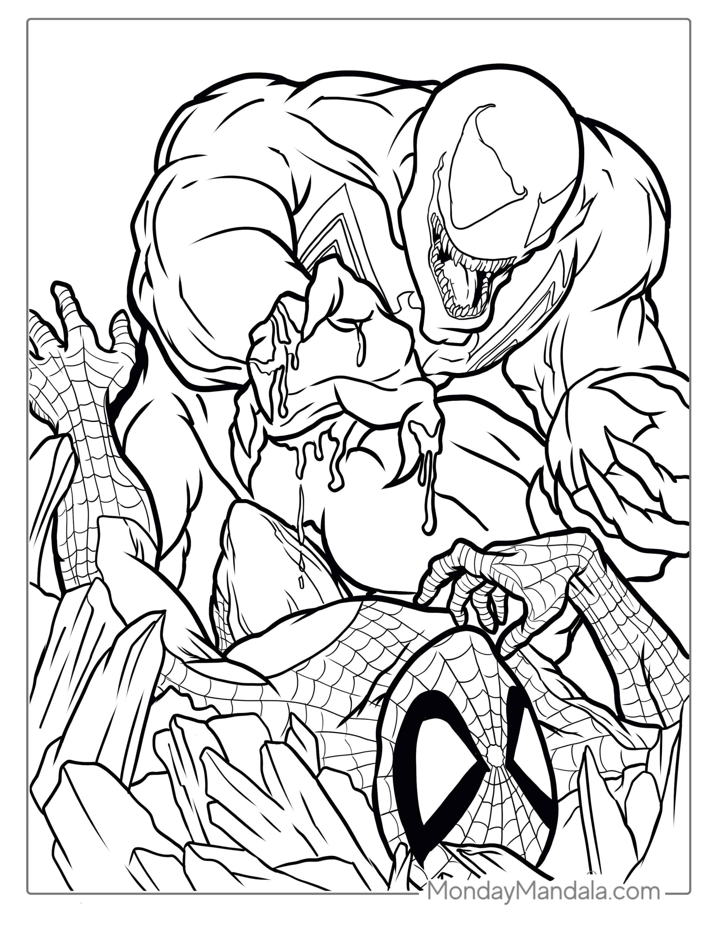 Detailed Spider-Man Vs Venom Marvel coloring page