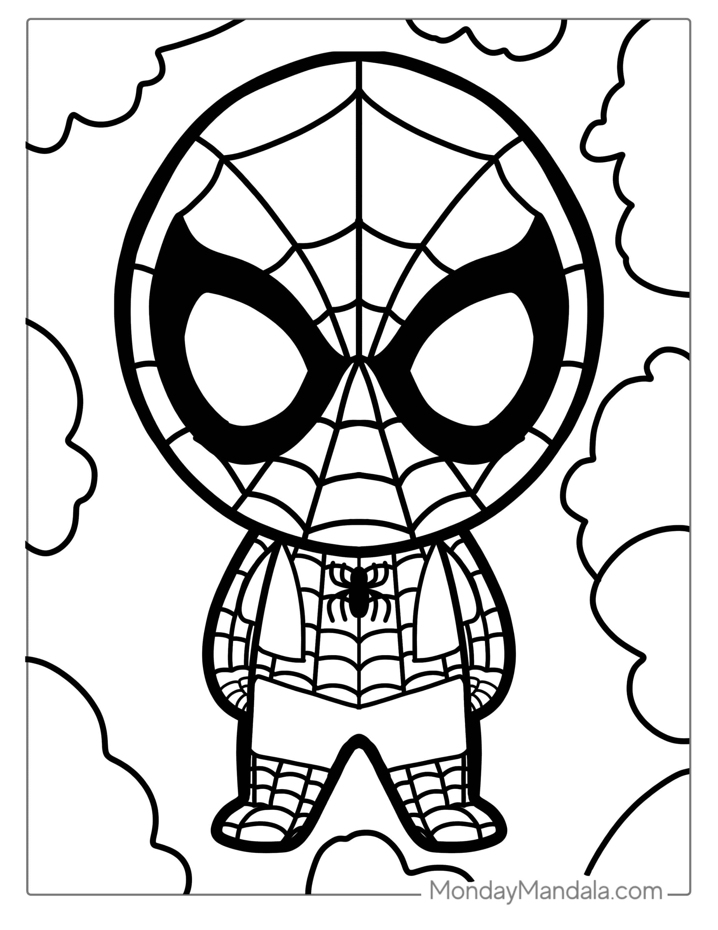 Easy Cartoon Spider-Man Coloring Sheet For Kids coloring page