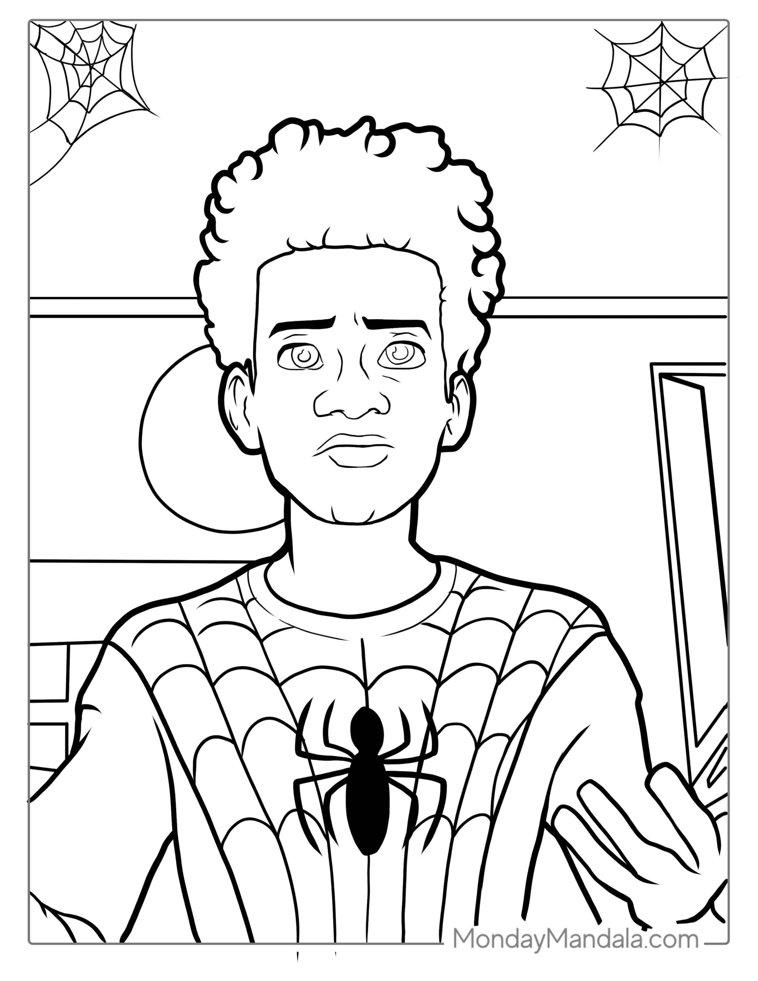 Into the Spider-Verse Miles Morales Coloring coloring page