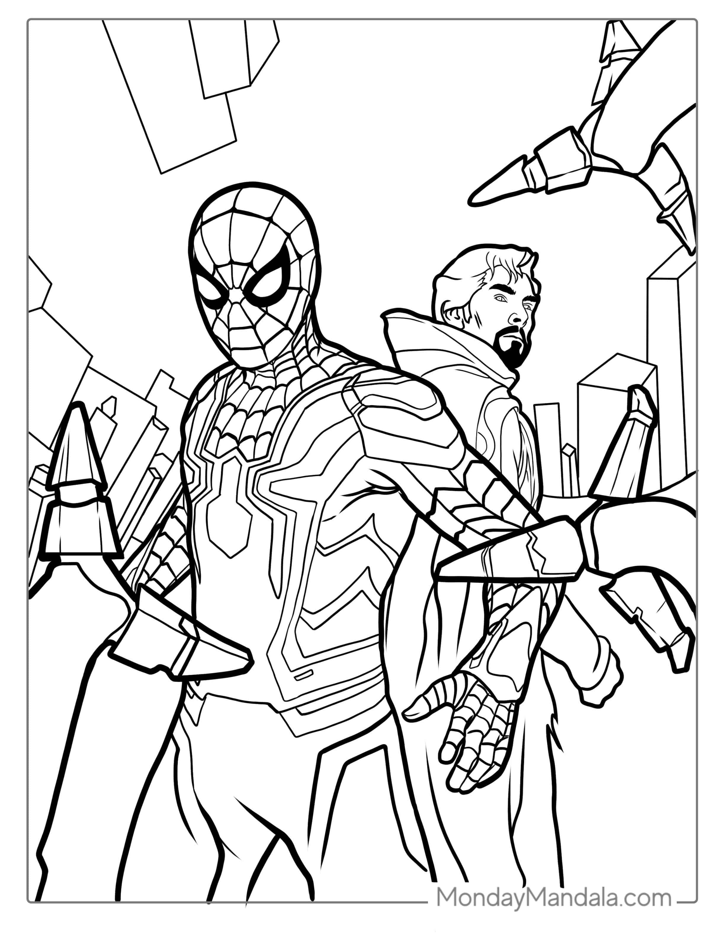 Spider-Man And Doctor Strange Coloring Sheet coloring page — printable line art