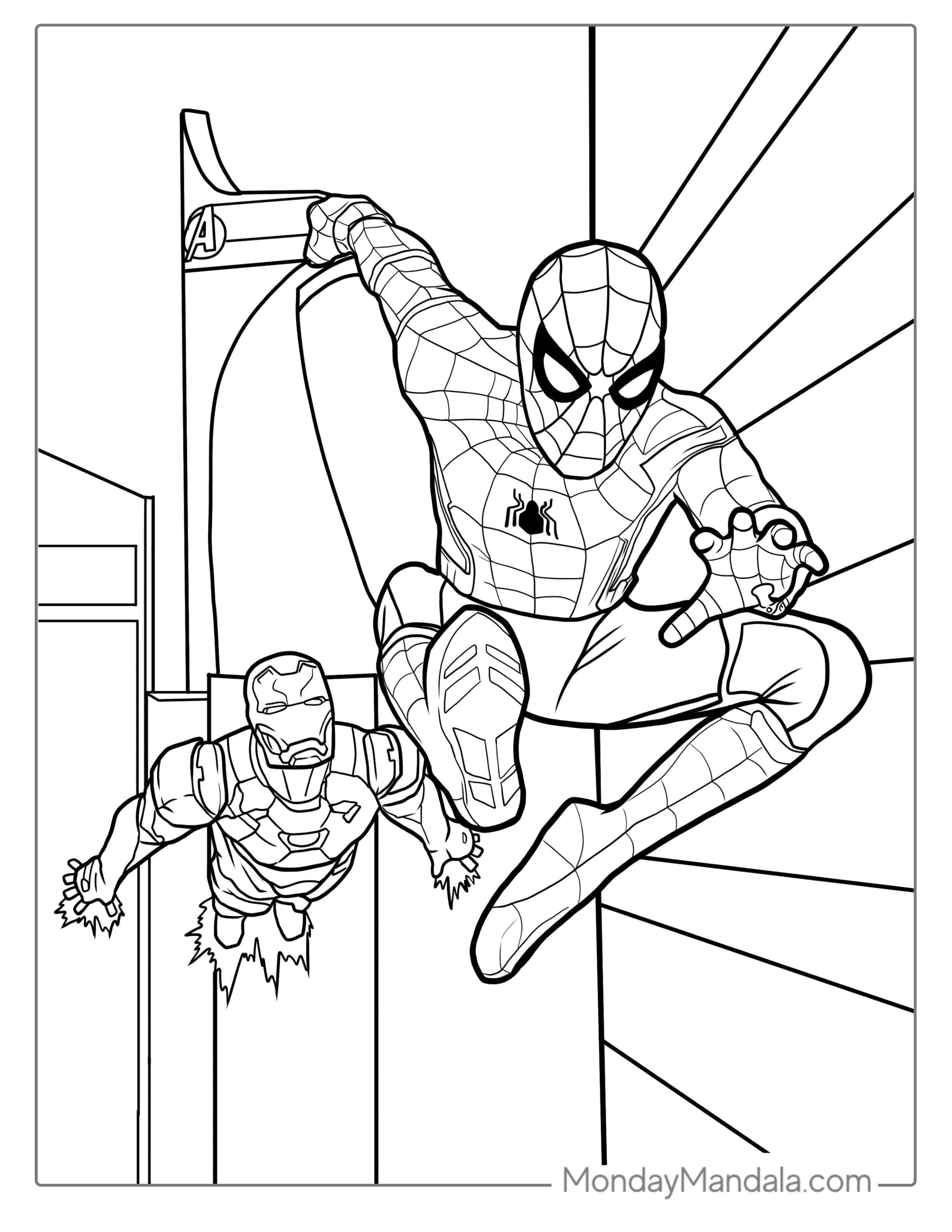 Spider-Man And Iron Man Working Together coloring page